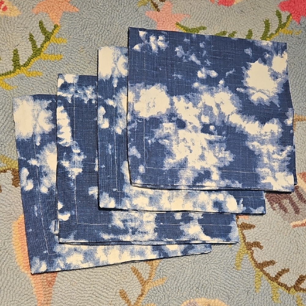 Southern Living Indigo and Cream 100% Cotton Napkins